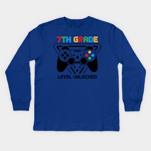 7th Grade Level Unlocked Video Gamer Back to School Boys Kids Long Sleeve T-Shirt